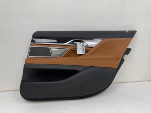 2020-2022 BMW 740i Tan Door Interior Trim Panel with Window Switch - Rear, Right (Passenger) (Used OEM)