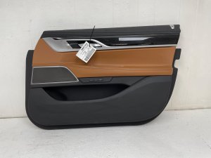 2016-2022 BMW 740i Tan Door Interior Trim Panel with Memory Window Switch - Front, Right (Passenger) (Used OEM)