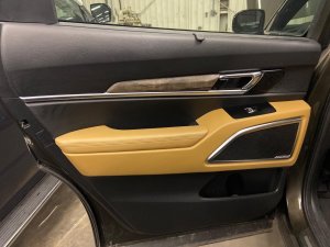 2020-2022 Kia Telluride Tan Door Interior Trim Panel - Rear, Left (Driver) (Used OEM)