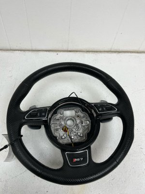 2012-2018 Audi A6 Black Leather Steering Wheel with Controls and Paddle Shifters (Used OEM)