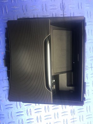 2017-2020 Genesis G80 Center Console Sliding Storage Bin with Wireless Charger - Front (Used OEM)