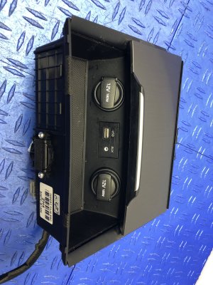 2018-2020 Genesis G80 Center Console Sliding Storage Compartment Bin with USB and Aux - Front (Used OEM)