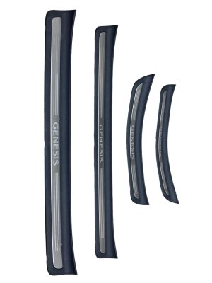 2019-2025 Genesis G70 Black Front and Rear Door Sill Scuff Plate Trim Panel Set (Used OEM)