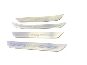2017-2022 BMW M760i xDrive Silver Illuminated V12 Door Sill Trim Cover Plate Set - Front (Used OEM)