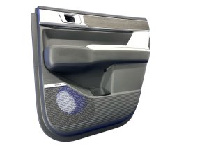 2024-2025 Hyundai Santa Fe Gray Door Interior Trim Panel with Sun Shade and Woodgrain Trim - Rear, Right (Passenger) (Used OEM)