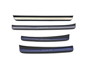 2021-2024 Genesis G80 Black Front and Rear Door Sill Trim Cover Panel Set (Used OEM)