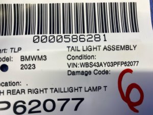 2021-2024 BMW M3 Taillight Assembly - Rear, Right (Passenger) (Used OEM)
