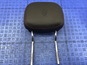 2014-2017 Maserati Quattroporte Black Seat Leather Headrest with Red Stitching - Front, Left (Driver) (Used OEM)