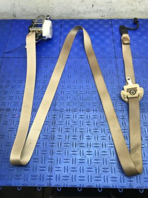 2008-2009 Lexus LS600h Tan Seat Belt Assembly with Pretensioner - Front, Right (Passenger) (Used OEM)