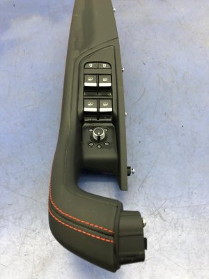 2018-2024 Audi S5 Black w/ Red Stitching Door Armrest Handle Grip with Power Window Switches - Front (Used OEM)