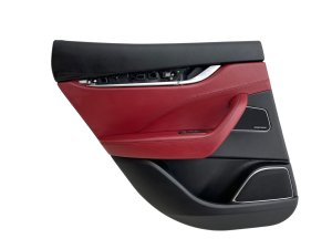 2017-2024 Maserati Levante Red Door Interior Trim Panel with Carbon Fiber Trim - Rear, Left (Driver) (Used OEM)