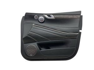 2021-2024 Genesis GV80 Black Door Interior Trim Panel with Wood Grain and Lexicon Audio - Front, Right (Passenger) (Used OEM)
