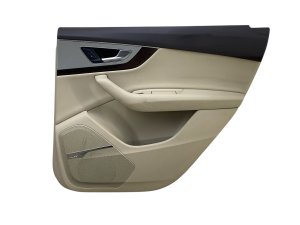 2017-2019 Audi Q7 Brown Door Interior Trim Panel with Manual Window Shade - Rear, Right (Passenger) (Used OEM)