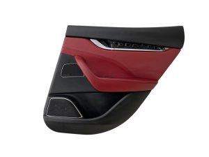 2017-2020 Maserati Levante Red Door Interior Trim Panel with Carbon Fiber Trim - Rear, Right (Passenger) (Used OEM)