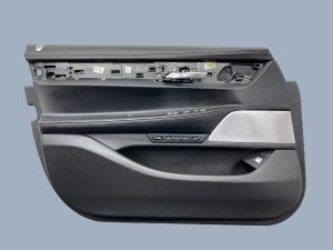 2016-2022 BMW M760i xDrive Black Door Interior Trim Panel with Nappa Leather - Front, Left (Driver) (Used OEM)
