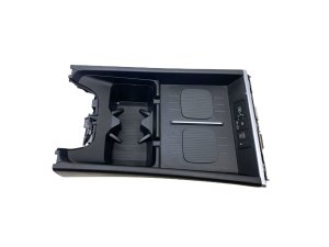 2024-2025 Hyundai Santa Fe Black Center Console Cup Holder with Wireless Charger and Ports - Front (Used OEM)