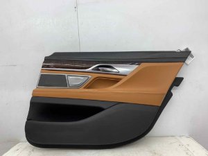 2016-2022 BMW 740i Black Door Interior Trim Panel (Nappa Leather, w/o Window Shade) - Rear, Right (Passenger) (Used OEM)