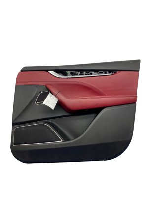 2017-2020 Maserati Levante Red Door Interior Trim Panel with Carbon Fiber Trim - Front, Right (Passenger) (Used OEM)