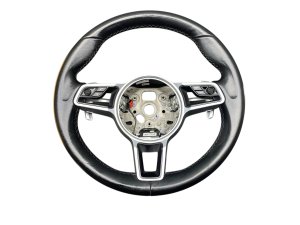 2015-2018 Porsche Macan Black Leather Steering Wheel with Paddle Shifters (Used OEM)