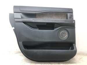 2018-2021 Ford Expedition Ebony (Black) Door Interior Trim Panel with Wood Trim and Premium Audio - Rear, Left (Driver) (Used OEM)
