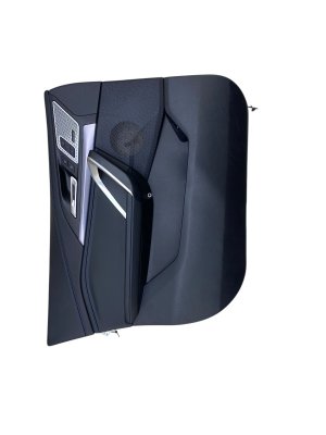 2023-2025 BMW X1 Black w/ Blue Stitching Door Interior Trim Panel M-Sport - Front, Left (Driver) (Used OEM)