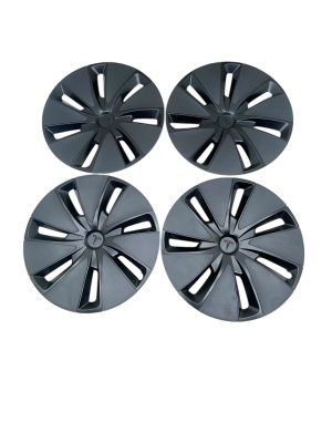  Tesla Model 3 Black 18-Inch Photon Wheel Center Cap Set (Used OEM)