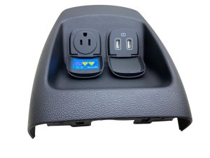 2021-2025 Genesis GV80 Center Console End Cap Trim with Dual USB and Power Outlet - Rear (Used OEM)