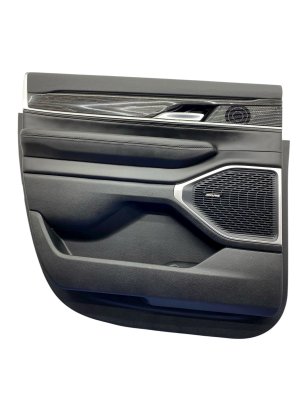 2022-2025 Jeep Wagoneer Black Door Interior Trim Panel with Leather and Courtesy Lamp - Rear, Left (Driver) (Used OEM)