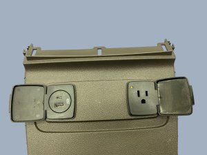 2020-2024 Lincoln Aviator Tan Lower Inner Console Trim Panel with USB and Accessory Outlet (Used OEM)