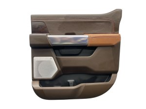 2024-2025 Ford F-150 Java (Brown) Door Interior Trim Panel with Leather and Ambient Lighting - Rear, Right (Passenger) (Used OEM)