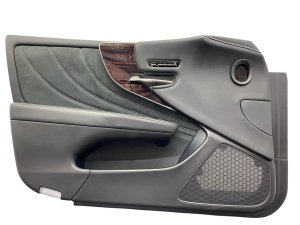 2018-2020 Lexus LS500 Black Door Interior Trim Panel with Semi-Aniline Leather and Wood Trim - Front, Left (Driver) (Used OEM)