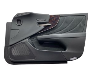 2018-2020 Lexus LS500 Black Door Interior Trim Panel with Leather and Wood Trim - Front, Right (Passenger) (Used OEM)