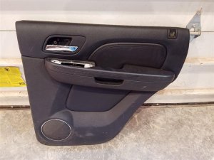 2007-2014 GMC Yukon Black Leather Door Interior Trim Panel - Rear, Right (Passenger) (Used OEM)