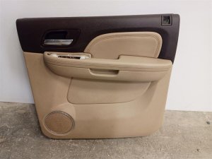 2007-2014 GMC Sierra 2500 HD Tan Door Interior Trim Panel - Rear, Right (Passenger) (Used OEM)