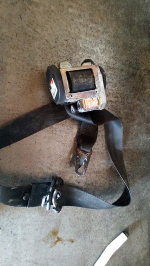 2002-2008 Audi A4 Tan Seat Belt Retractor Assembly with Pretensioner - Front, Left (Driver) (Used OEM)