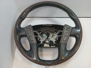 2011-2013 INFINITI QX56 Black Heated Leather and Wood Steering Wheel with Controls (Used OEM)