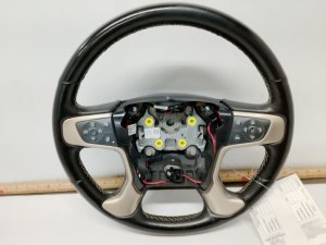 2015-2020 GMC Yukon Black Heated Leather Steering Wheel with Buttons (Used OEM)