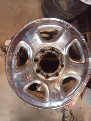 2011-2013 Ram 3500 Chrome 17x8 5-Spoke Chrome Clad Steel Wheel (Used OEM)