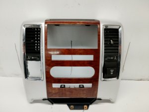 2010-2012 Ram 3500 Silver Radio and Climate Control Instrument Panel Bezel with Vents (Used OEM)