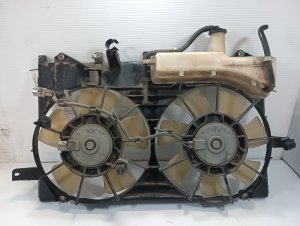 2004-2009 Toyota Prius Dual Fan A/C Condenser Fan Motor Assembly with Shroud and Reservoir (Used OEM)