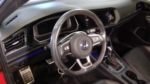 2018-2021 Volkswagen GTI Black Leather Steering Wheel with Cruise and Radio Controls (Used OEM)