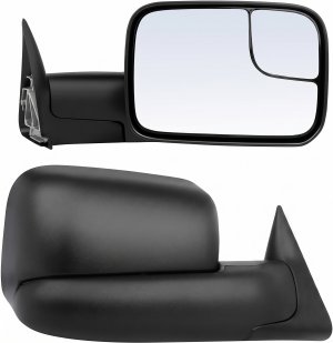 2000-2001 Dodge Ram 1500 Black Power Heated Towing Door/Side View Mirror - Left (Driver) (Used OEM)