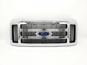 2008-2010 Ford F-550 Super Duty White Grille with Chrome Surround and Platinum Insert (Used OEM)