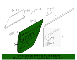 2020-2022 Hyundai Palisade Black Door Interior Trim Panel - Rear, Right (Passenger) (Used OEM)