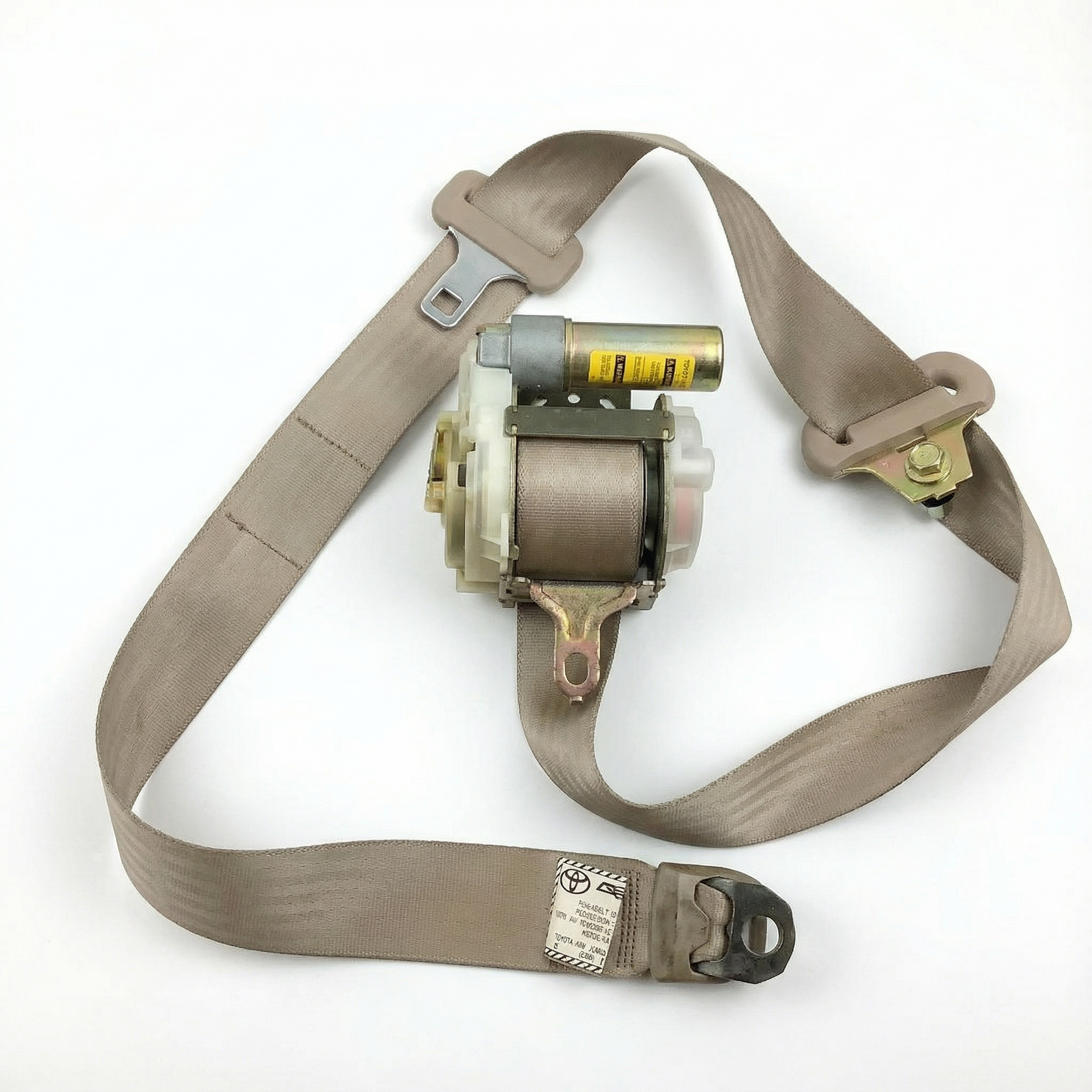 1999-2000 Toyota Sienna Tan Seat Belt Buckle with Pretensioner - Front (Used OEM)