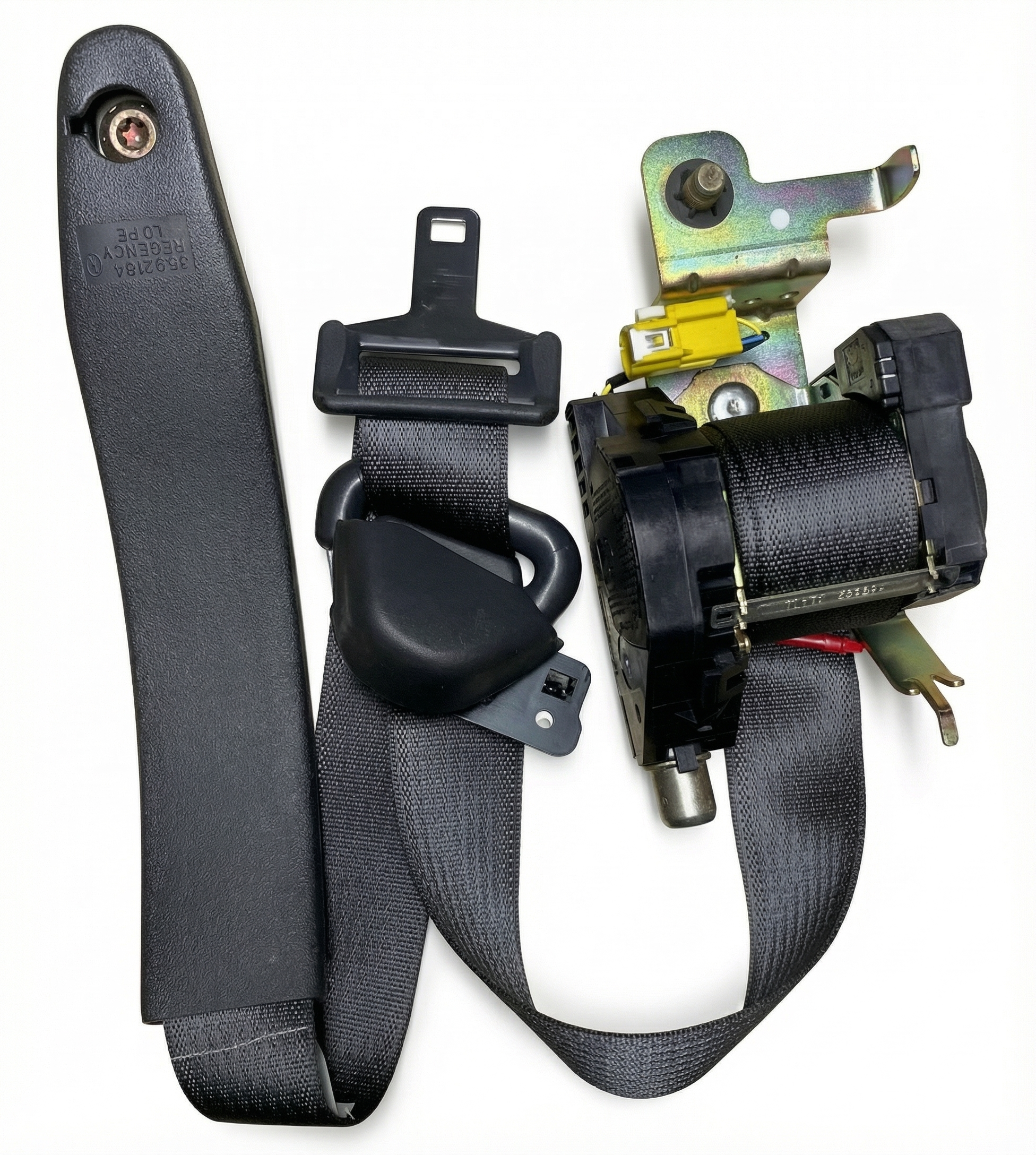 2003-2004 Ford Crown Victoria Tan Seat Belt Assembly with Pretensioner - Front, Right (Passenger) (Used OEM)