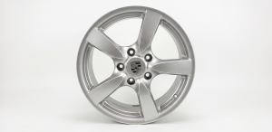 2005-2008 Porsche Boxster Silver 18x8 5-Spoke Silver Painted Alloy Wheel (Remanufactured OEM)