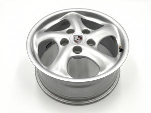 1997-2004 Porsche Boxster Silver 17x7 5-Spoke Silver Painted Alloy Front Wheel (Remanufactured OEM)