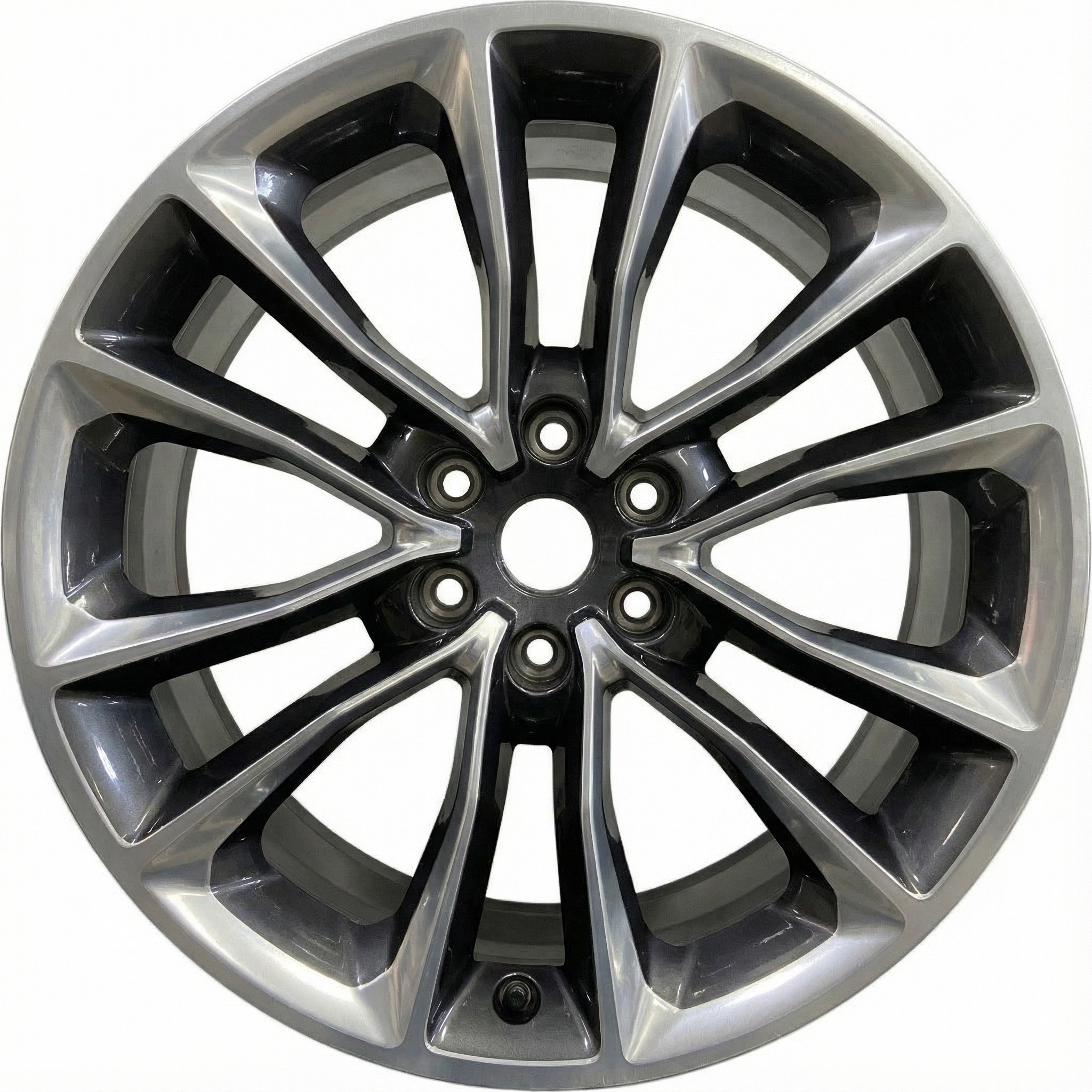 2022-2025 Jeep Wagoneer Black 22x9 12-Spoke Polished Charcoal Alloy Wheel (Remanufactured OEM)