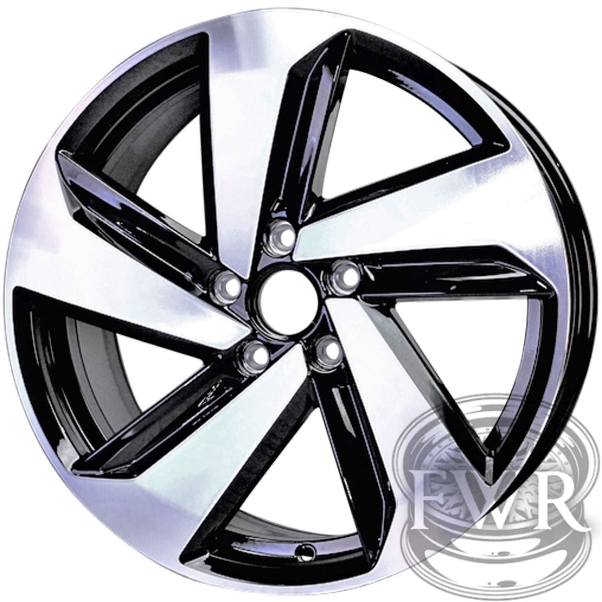 2019-2021 Volkswagen Golf Black 18-Inch 5-Spoke Machined Black Dallas Alloy Wheel (Remanufactured OEM)